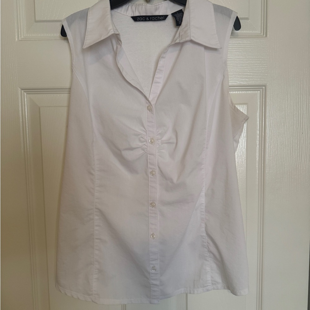 Zac & Rachel Women's White Sleeveless Top Large